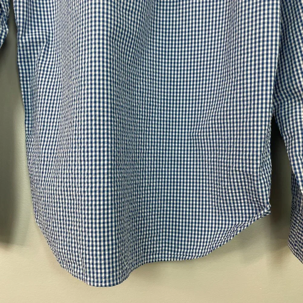 J. Crew Shirt Medium Blue White Gingham Plaid‎ Classic Button-Front Men's